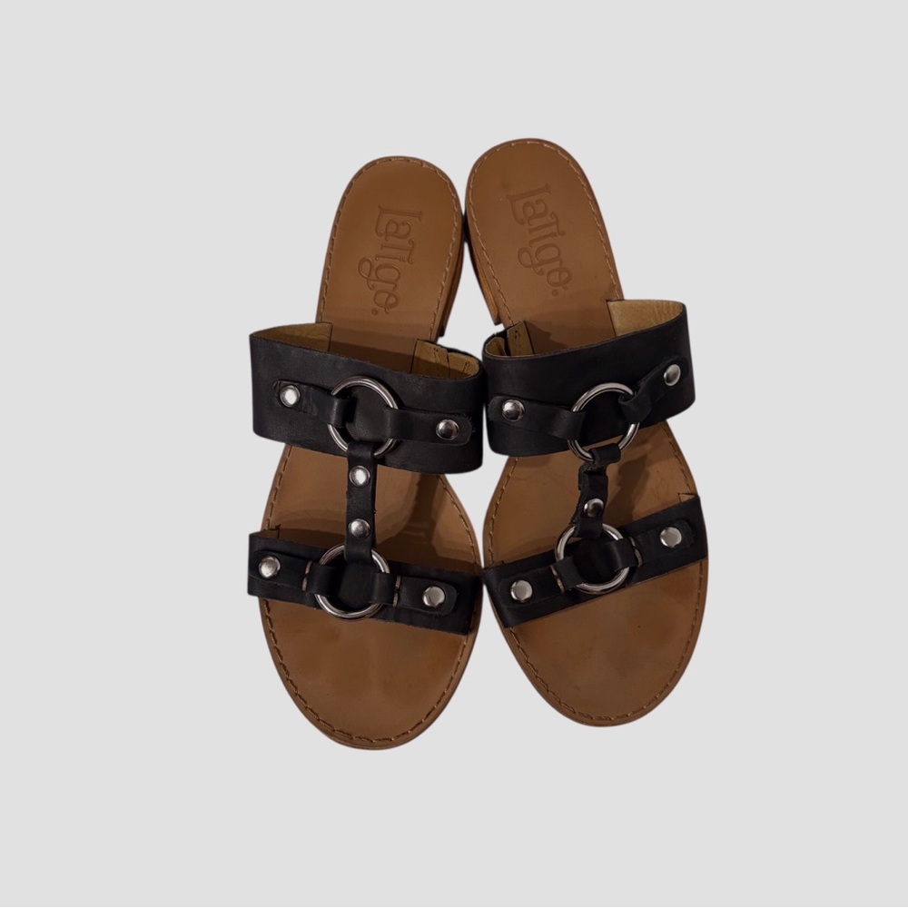 Latigo Rush Black Leather Women's Sandals
Block Heel Slip-On Leather Sandals